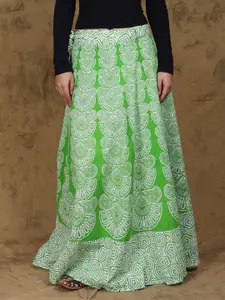 Exotic India Printed Wrap Maxi Skirts