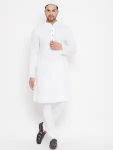 VASTRAMAY Mandarin Collar Pure Cotton Straight Kurta with Churidar
