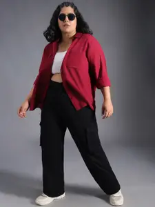 Freeform by High Star Classic Spread Collar Curved Cotton Oversized Casual Shirt