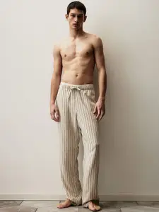 H&M Men Relaxed Fit Linen-Blend Trousers