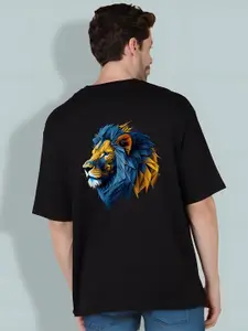 Elibolz Graphic Printed Round Neck Drop Shoulder Sleeves Oversized Cotton T-shirt