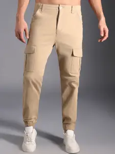 High Star Men Relaxed Mid-Rise Cargos Trousers