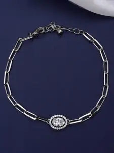 Designbox Silver-Plated Cubic Zirconia Link Bracelet