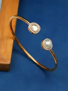 Designbox Kundan Gold-Plated Cuff Bracelet