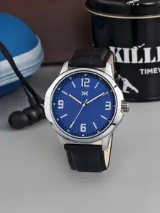 Killer Men Patterned Dial & Leather Straps Analogue Watch KLMO23A