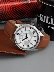 Killer Men Patterned Dial & Leather Bracelet Style Straps Analogue Watch KLMO25A