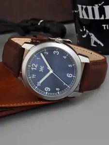 Killer Men Embellished Dial & Leather Straps Analogue Watch KLMO28A
