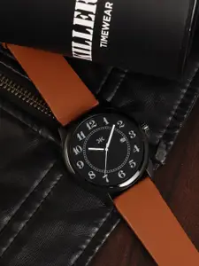 Killer Men Patterned Dial & Leather Bracelet Style Straps Analogue Watch KLMO72A