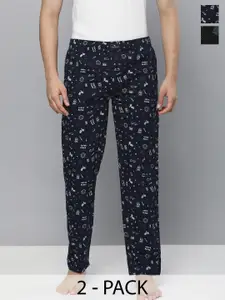 The Indian Garage Co Men Pack Of 2 Printed Pure Cotton Lounge Pants