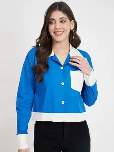 CHARMGAL Classic Cotton Spread Collar Long Sleeves Opaque Casual Shirt