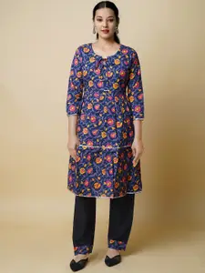 Unnati Silks Women Floral Printed Sequinned Handloom Kurta