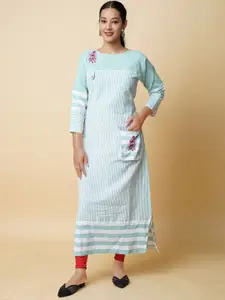 Unnati Silks Embroidered Rpund Neck Cotton Kurta