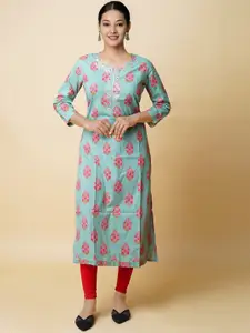 Unnati Silks Women Floral Printed Thread Work Handloom Kurta
