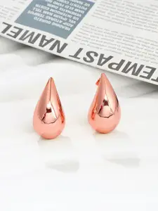 VAGHBHATT Rose Gold-Plated Stainless Steel Teardrop Shaped Studs Earrings