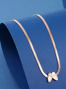Ramdev Art Fashion Jwellery Brass Rose Gold-Plated Butterfly Minimal Necklace