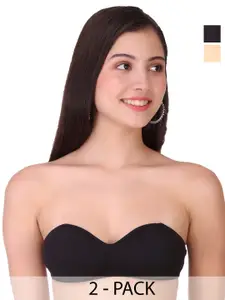 SELFCARE Pack Of 2 Half Coverage Lightly Padded Bandeau Bras With All Day Comfort