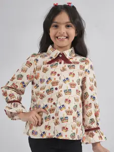 One Friday Girls Comfort Conversational Printed Casual Shirt