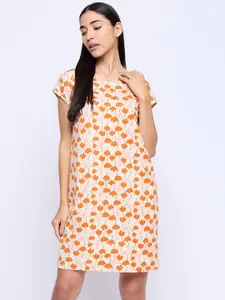Camey Floral Printed Pure Cotton T-shirt Nightdress