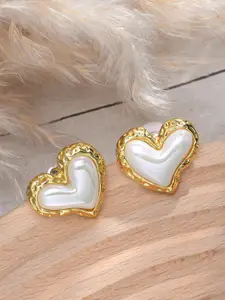 VAGHBHATT Heart Shaped Stainless Steel Studs Earrings