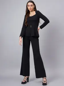 Orchid Hues Peplum Top With Trousers Co-Ords