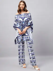 Orchid Hues Ethnic Motifs Printed Kaftan Top & Trouser Co-Ord Set