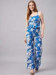 Orchid Hues Floral Printed Shoulder Strap Peplum Top & Trousers Co-Ords