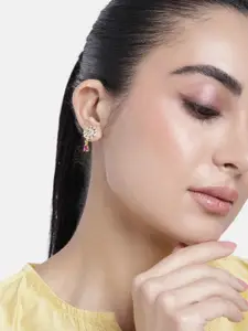 Estele Gold-Plated CZ Floral Drop Earrings