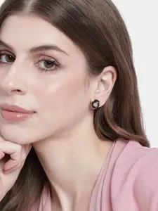 Estele Gold-Plated Enamelled Circular Studs Earrings