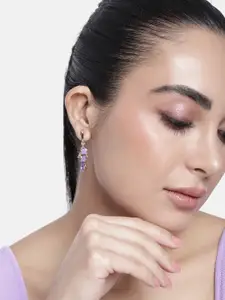 Estele Rose Gold-Plated Floral Crystals Drop Earrings