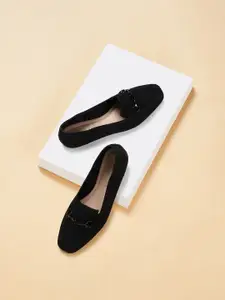 Forever Glam by Pantaloons Textured Round Toe Textile Ballerinas