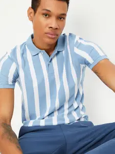 max Striped Polo Collar Short Sleeves Regular Fit T-shirt