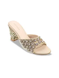 Mochi Embellished Open Toe Block Heels