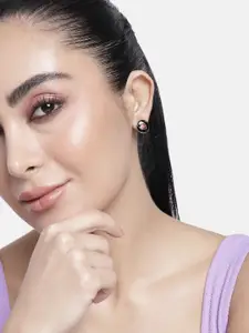 Estele Rose Gold-Plated Circular Enamelled Studs