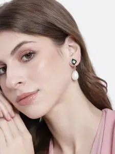 Estele  Gold-Plated Geometric Pearl Drop Earrings