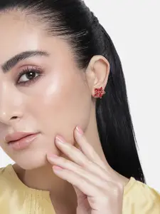 Estele Gold-Plated Floral Crystal Studs