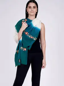First Resort by Ramola Bachchan Women Dyed Embroidered Detail Silk Scarf