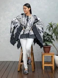 Rhe-Ana Floral Print Kimono Sleeve Kaftan Top