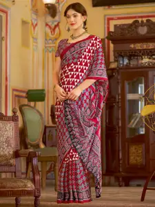 Saree mall Printed Poly Crepe Bagru Sarees