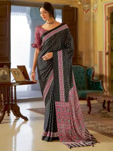 Saree mall Bandhani Poly Crepe Bagru Sarees