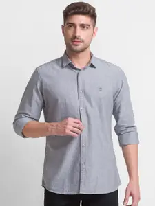 GIORDANO Cotton Spread Collar Long Sleeves Slim Fit Opaque Casual Shirt