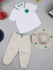 One Friday Boys Polo Collar T-shirt with Trousers & Hat
