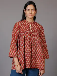 Libas Floral Printed Flared Sleeves Pure Cotton Empire Kurti
