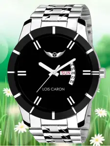 LOIS CARON Men Dial & Stainless Steel Bracelet Style Straps Analogue Watch LCS-8049_Black