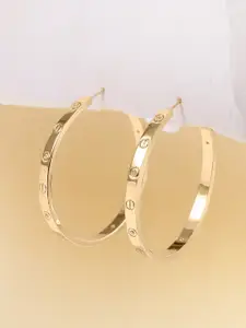 DressBerry Gold-Plated Stone Studded Classic Hoop Earrings