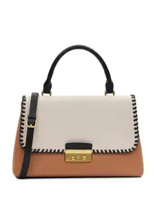 MIRAGGIO Edna Beige Satchel Handbag with Detachable & Adjustable Strap