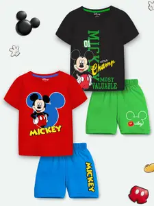 YK Disney Boys Pack of 2 Mickey Mouse Printed T-shirt with Shorts