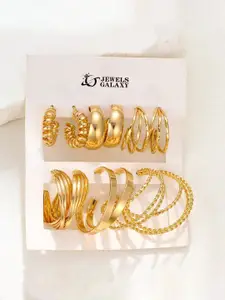 Jewels Galaxy Set Of 6 Gold Plated Circular Hoop Earrings