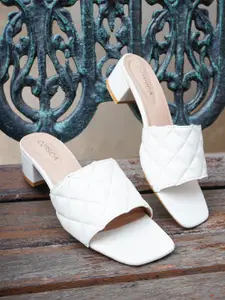 CORSICA Textured Open Toe Block Heels