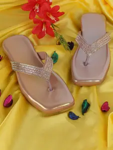 BAESD Embellished Open Toe Flats