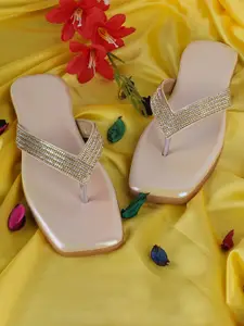 BAESD Embellished Open Toe Flats